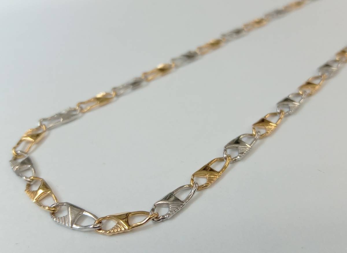 Pt850 K18 プラチナ ゴールド コンビ ネックレス 42.5cm 12.4g