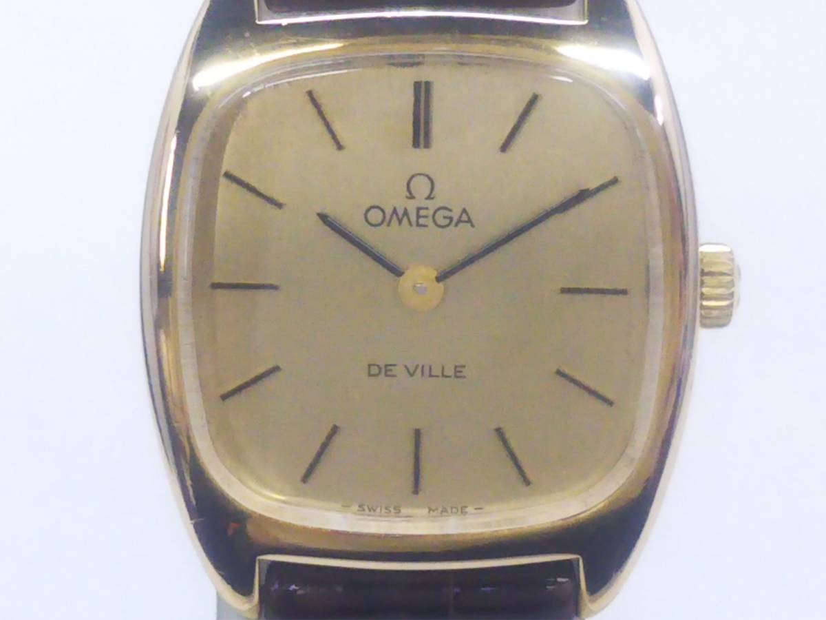 大注目  オメガ スクエア ゴールド 手巻き 腕時計 デビル