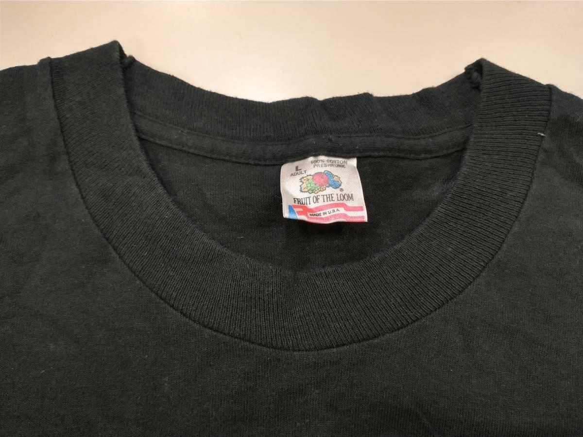 FRUIT OF THE LOOM 90s USA製 HANNA BARBERA 原始家族フリントストーン プリント 半袖Tシャツ フルーツオブザルーム ブラック Lサイズの画像8