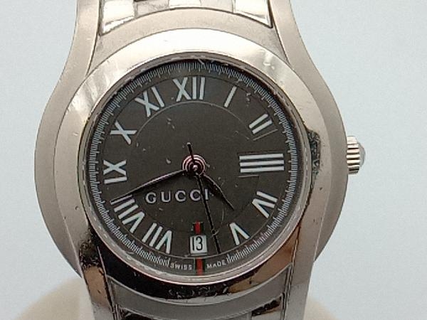 GUCCI 腕時計 5500L 日付 ベルト約15cm グレー文字盤 2023年1月電池交換済 【キズ多数】_画像1