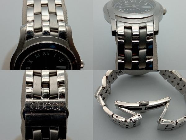 GUCCI 腕時計 5500L 日付 ベルト約15cm グレー文字盤 2023年1月電池交換済 【キズ多数】_画像4