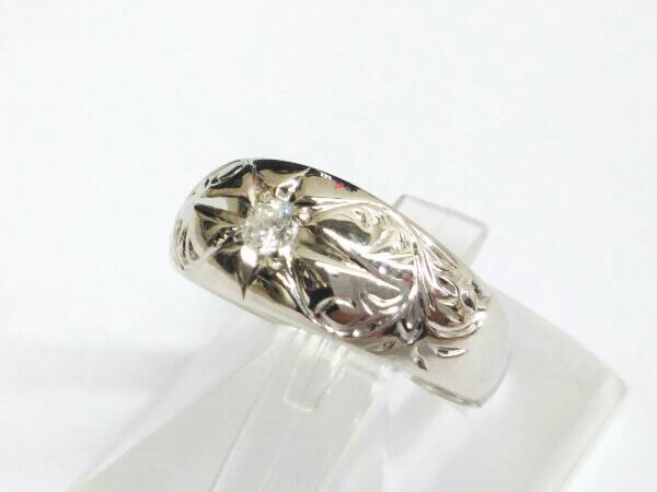 Pt900 プラチナ #13 13号 ダイヤ付き D0.1ct 総重量6.9g リング 指輪