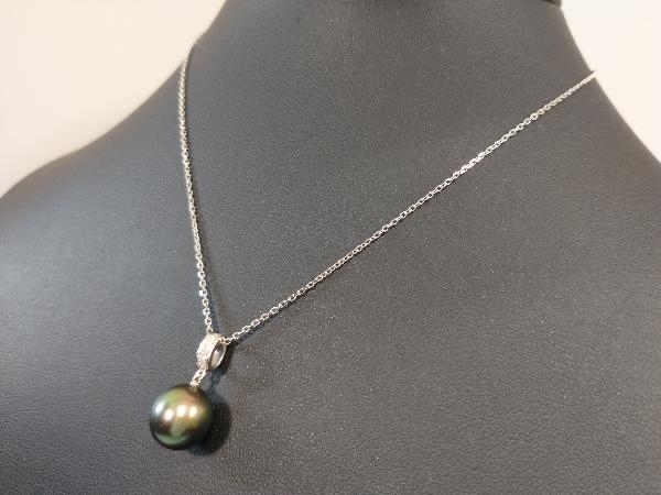 MIKIMOTO ミキモト K18WG ブラックパール ダイヤモンド ペンダント