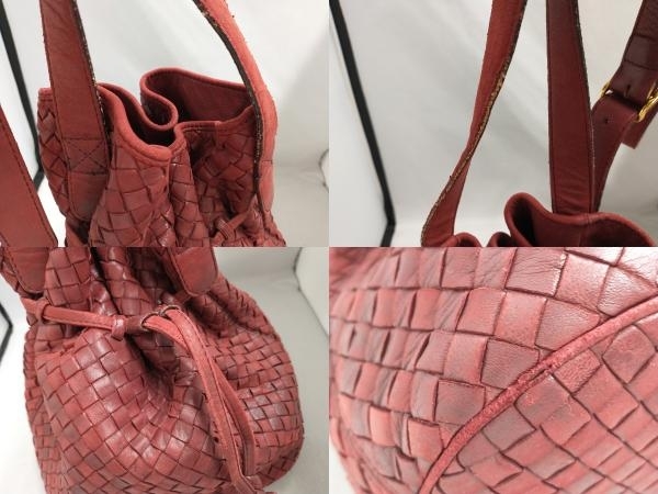 BOTTEGA VENETA ボッテガヴェネタ／イントレチャート 巾着 ショルダーバッグ／レッド バッグの画像5