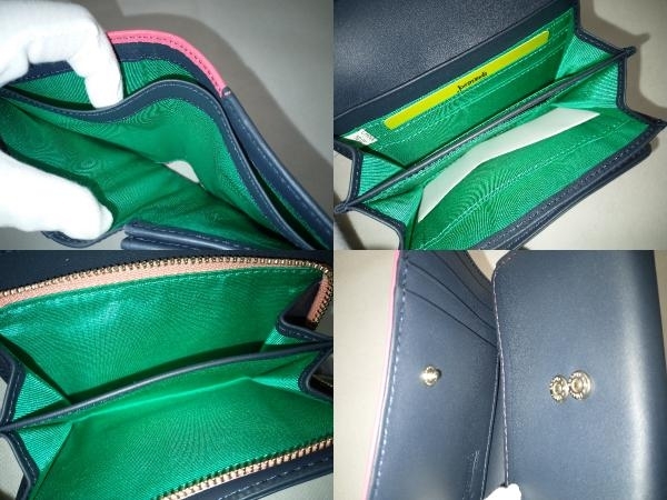 Jocomomola ホコモモラ 二つ折り財布 ブラック・レッド かぶせ蓋 Jocomomola ホコモモラ 二つ折り財布 ブラック・レッド かぶせ蓋