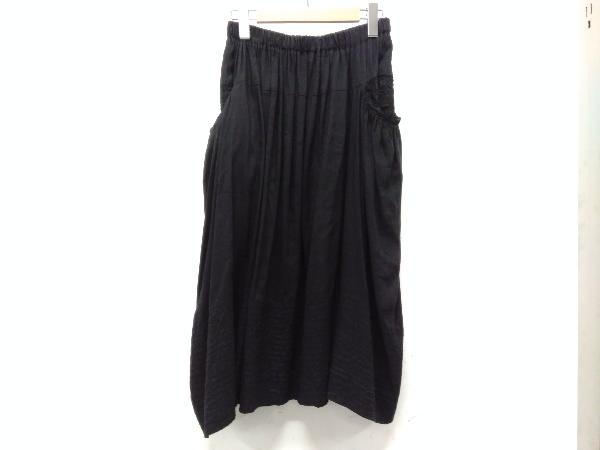 tricot COMME des GARCONS TE-S042 AD2009 リネンフレアスカート レディース 麻混 ブラック 日本製_画像1