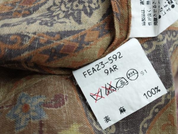 【値下】BURBERRY ブラウスシャツ Burberrys 半袖シャツ ブラウン Mサイズ 麻素材 イタリア製生地使用 FEA23-592_画像5