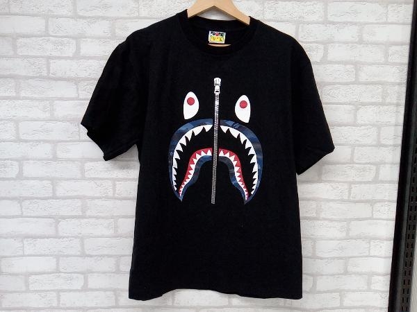 A BATHING APE アベイジングエイプ シャーク 半袖Tシャツ メンズ ブラック ストリート カジュアル XLサイズ プリント 店舗受取可_画像1