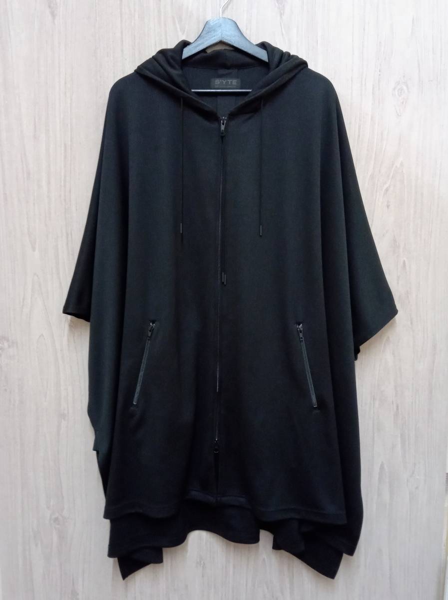 s’yte フーデッドロングポンチョ ビッグシルエット ブラック サイズ3 Yahoo!オークション - s'yte(YOHJI YAMAMOTO)/サイト/ヨウジ