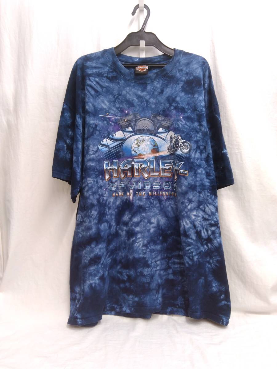上質で快適 青 半袖Tシャツ ハーレーダビッドソン DAVIDSON HARLEY
