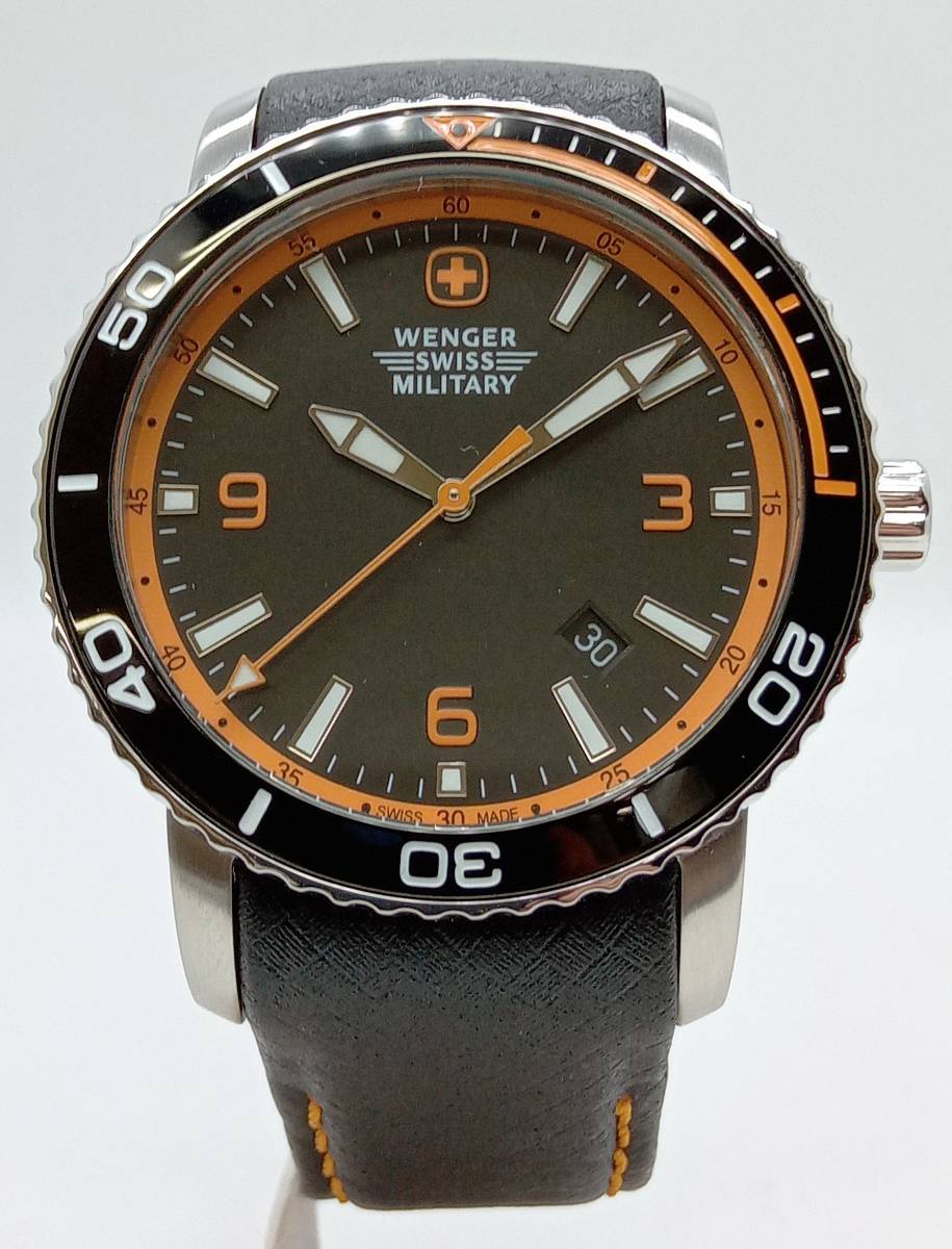 WENGER ウェンガー スイスミリタリー 01.1841.201 オレンジ アナログ デイト クオーツ 腕時計