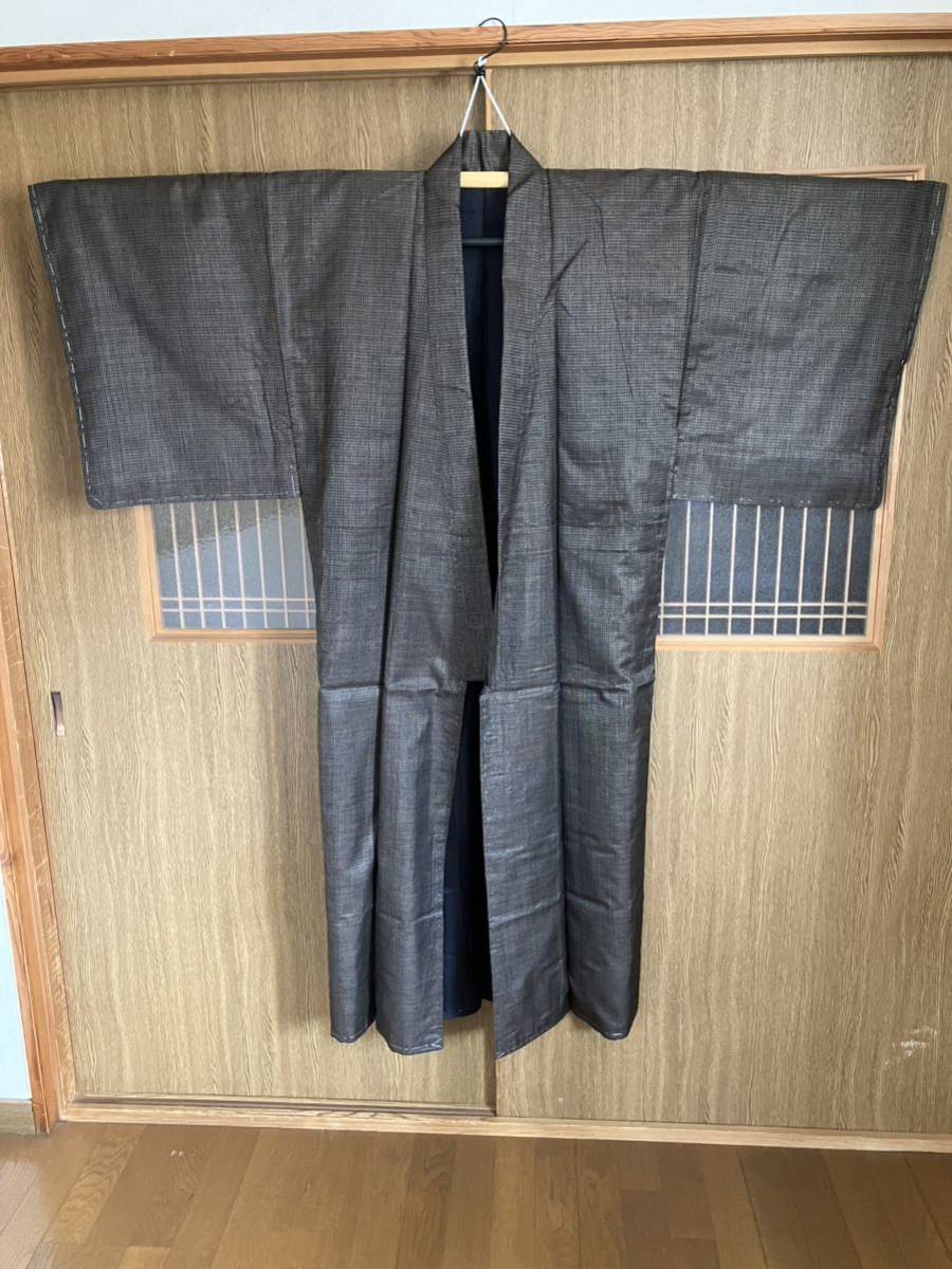 正絹 男物 大島アンサンブルと長襦袢 未使用しつけ糸付き 一般