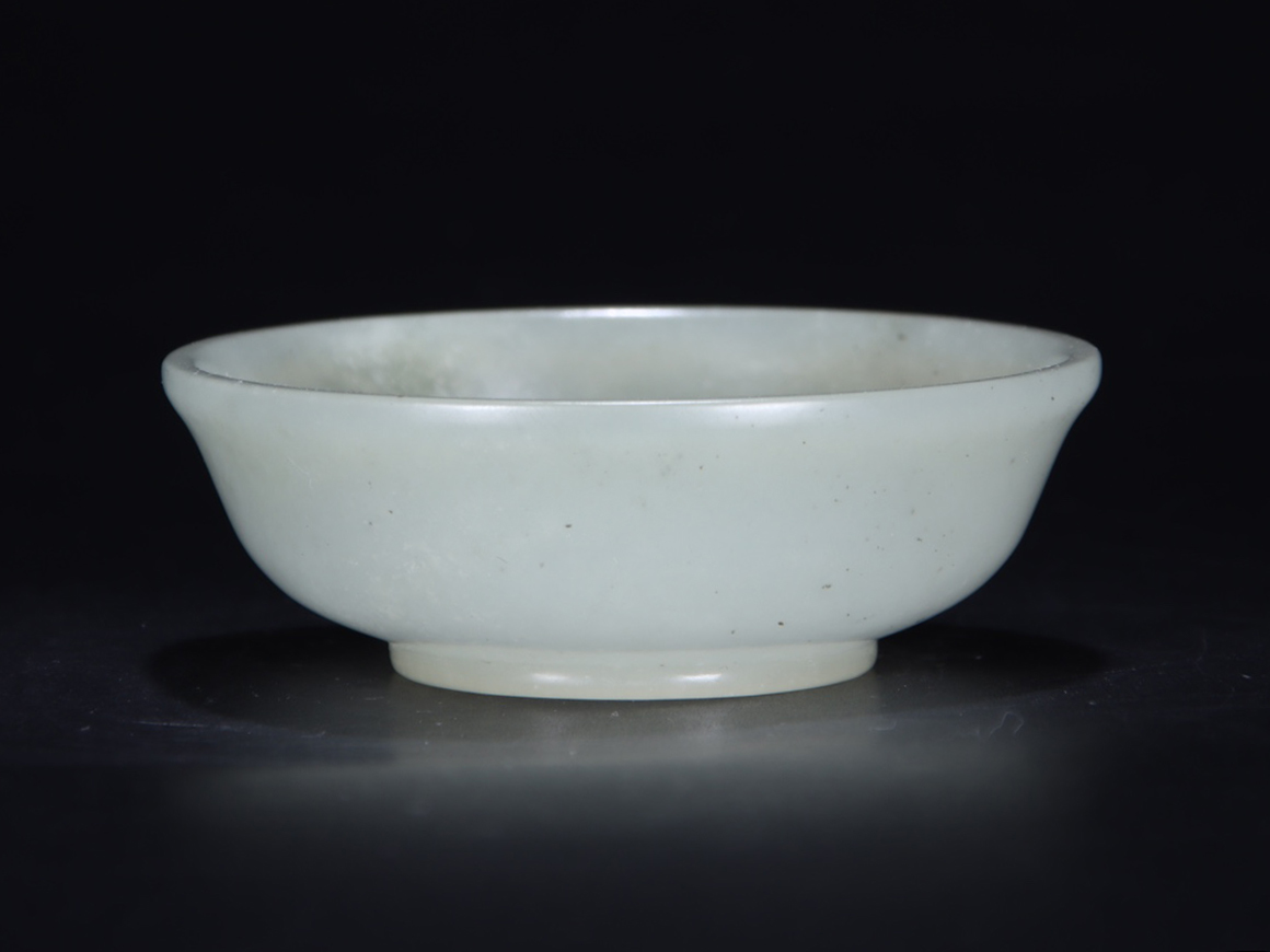 ◆御泓軒◆『清・和田玉・白玉彫・素紋杯』極細工・古賞物・中国古玩・中国古美術