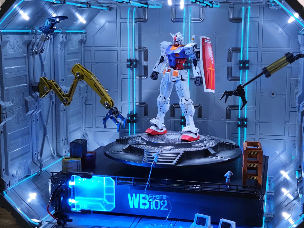 最高の品質 オリジナル製作品 ガンダム ジオラマ システムベース 格納庫 完成品