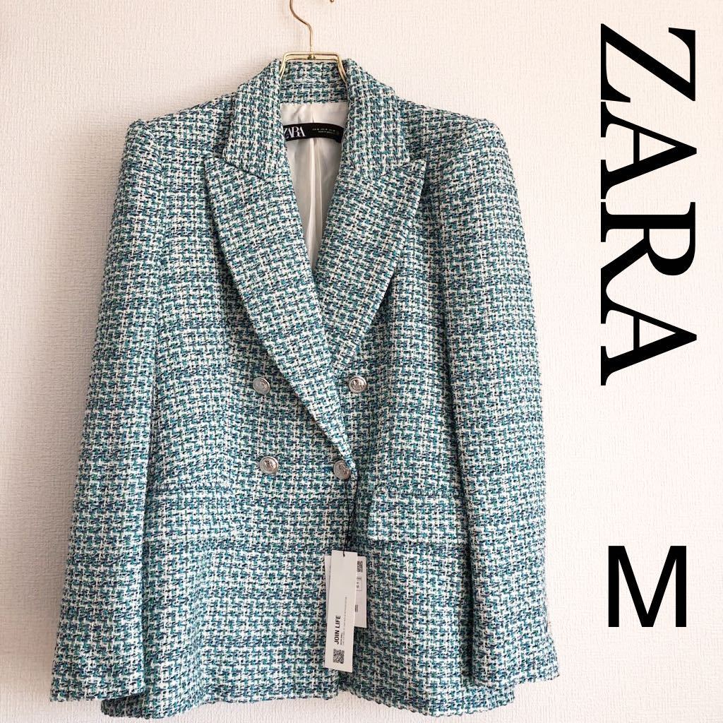 新品●タグ付き●定価9990円　ZARA テクスチャーダブルブレストブレザー　ジャケット　●M_画像1