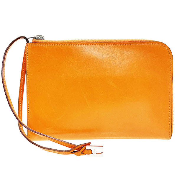 エルメス カードケース リミックス ウォレット 革 オレンジ HERMES L字