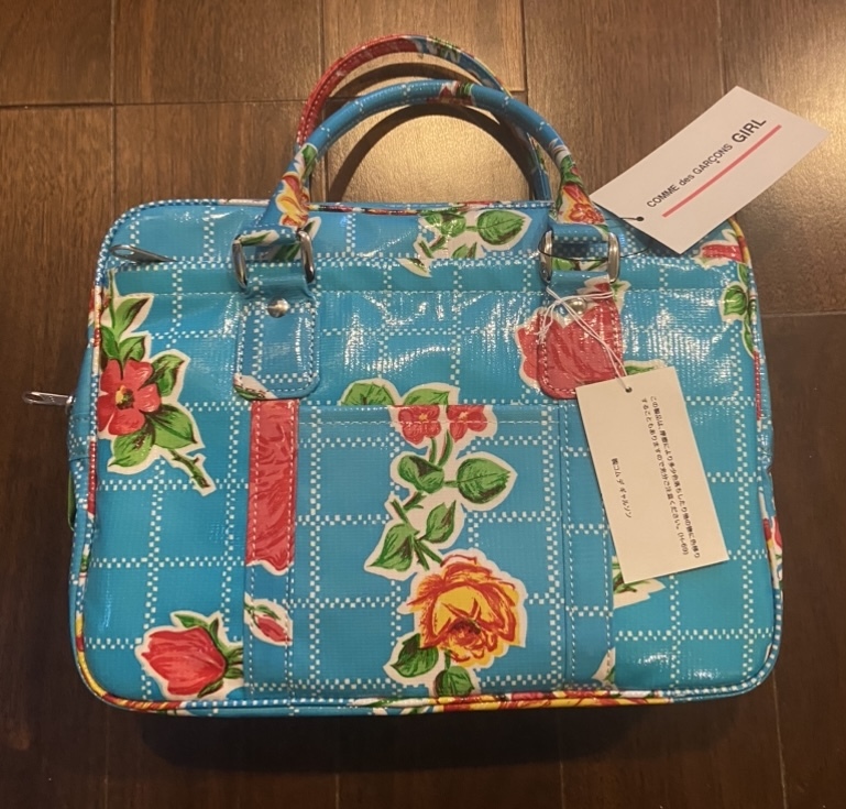 新品 ブルー COMME des GARCONS GIRL コムデギャルソン ガール Floral Print Zip Up bag フローラル バッグ NE-K201-051-1-1 定価35200の画像1