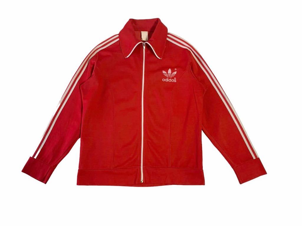 希少 70's VINTAGE adidas トラックジャケット ジャージ SV RUST チーム名入り アディダス ビンテージ 70年代 フロッキープリント 古着_画像2