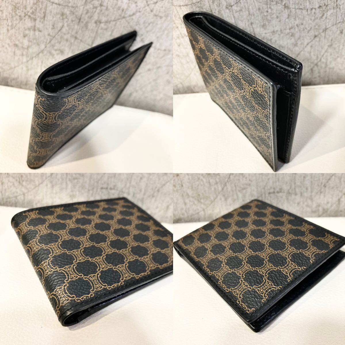 CELINE セリーヌ ヴィンテージ マカダム柄 ブラック 黒 折財布 CELINE セリーヌ ヴィンテージ マカダム柄 ブラック 黒 折財布