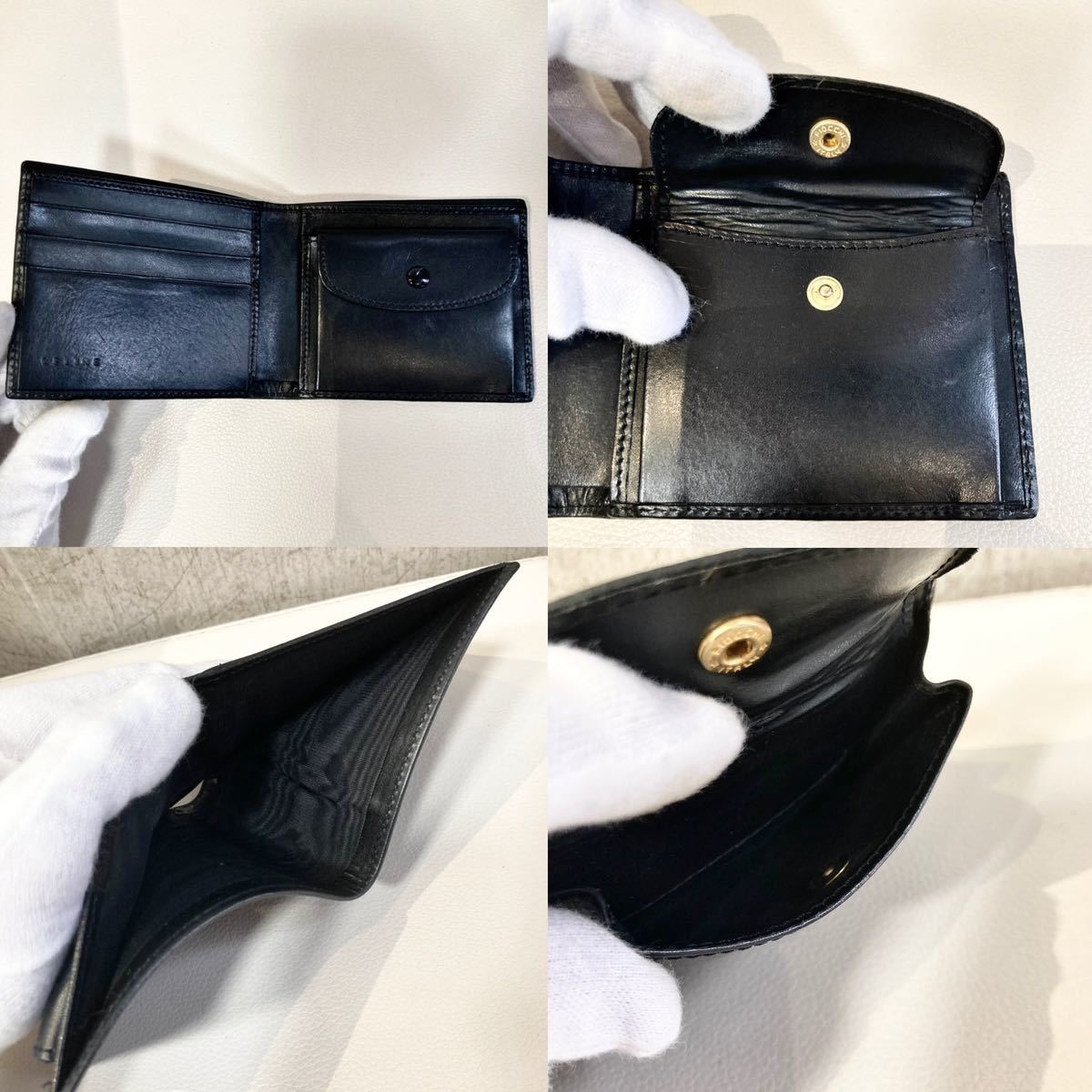 CELINE セリーヌ ヴィンテージ マカダム柄 ブラック 黒 折財布 CELINE セリーヌ ヴィンテージ マカダム柄 ブラック 黒 折財布