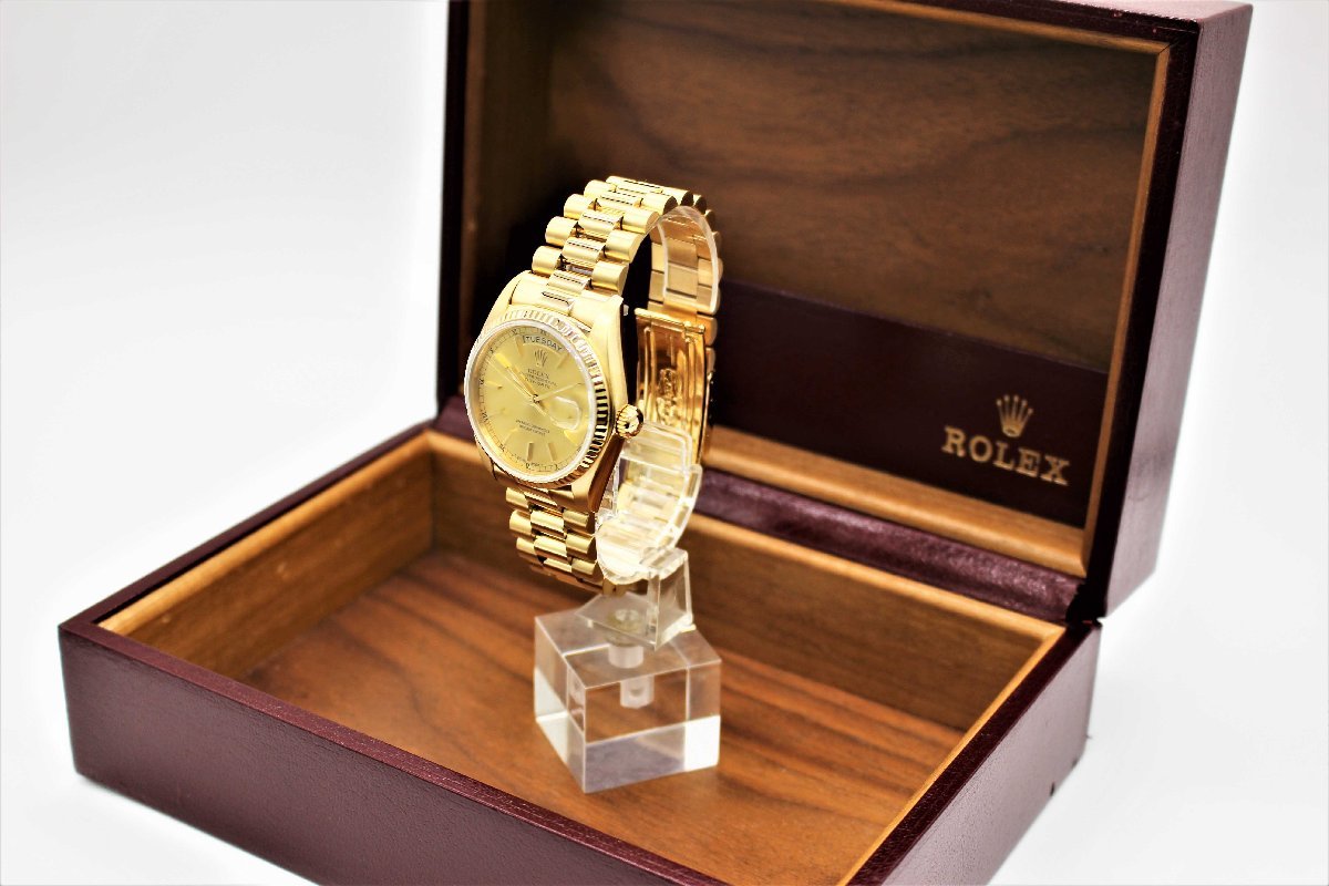 【ロレックス】 腕時計　デイデイト　18038　YG　金無垢　K18イエローゴールド　シャンパン　自動巻き　中古品