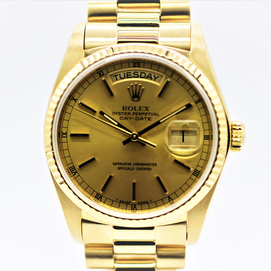 【ロレックス】 腕時計　デイデイト　18038　YG　金無垢　K18イエローゴールド　シャンパン　自動巻き　中古品_画像1