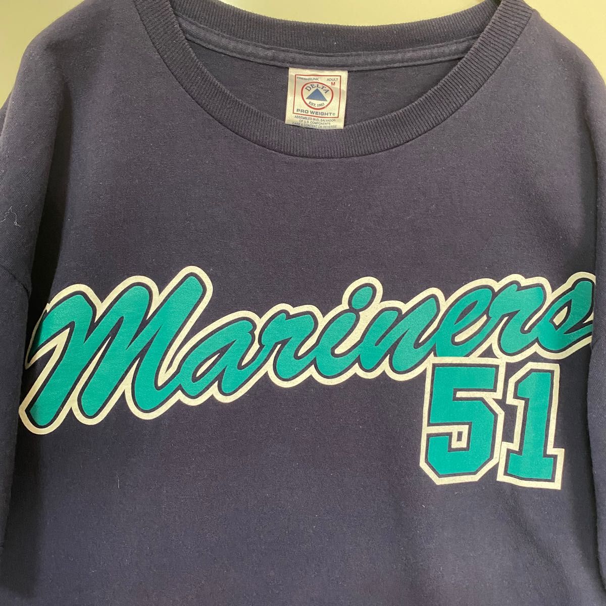 MLB シアトル・マリナーズ/マリナーズ　イチロー　51 ビンテージTシャツ　2002年製　ネイビー　野球　ベースボール　M 古着
