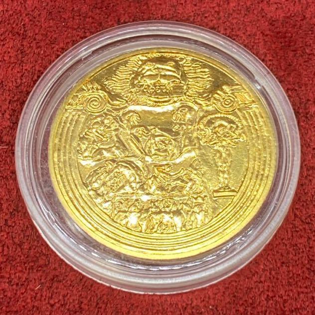 #11933【美術史にみられるヘラクレス神話】国際コインデザインコンペティション2015 純金 直径:30mm 重さ:約25g 造幣局 セキュリティ発送
