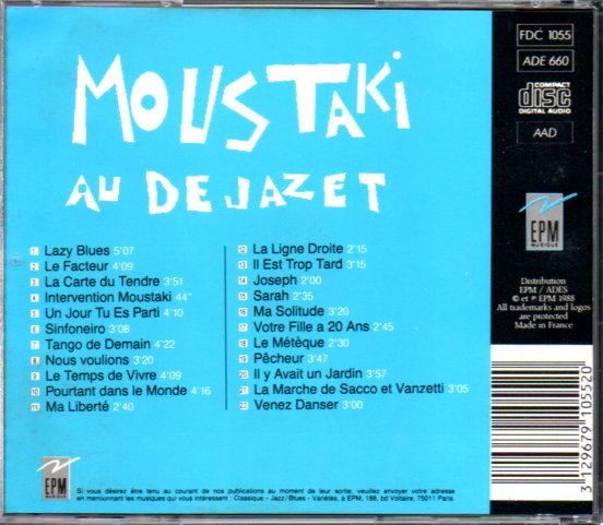ジョルジュ・ムスタキ/Georges Moustaki「LIVE AU DEJAZET」フランス盤