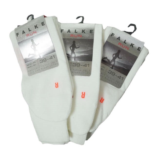 新品 FALKE ファルケ RUN SOX - UNISEX 3足セット ラン ソックス ユニセックス 16605 ホワイト 39-41(24.5-26.5cm) ミドル丈 靴下 g10038_画像1
