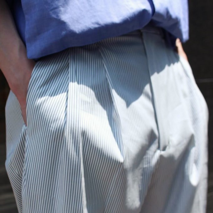 HED MAYNER ヘドメイナー 16SS 6 PLEAT STRIPE PANT 6プリーツ