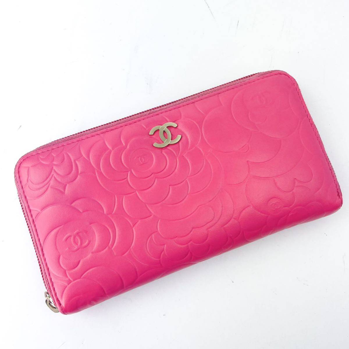 シャネル CHANEL 長財布 カメリア ココマーク ピンク 【20】-