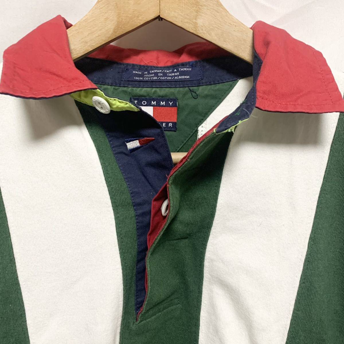 90s TOMMY HILFIGER SAILING GEAR ラガーシャツ M_画像8