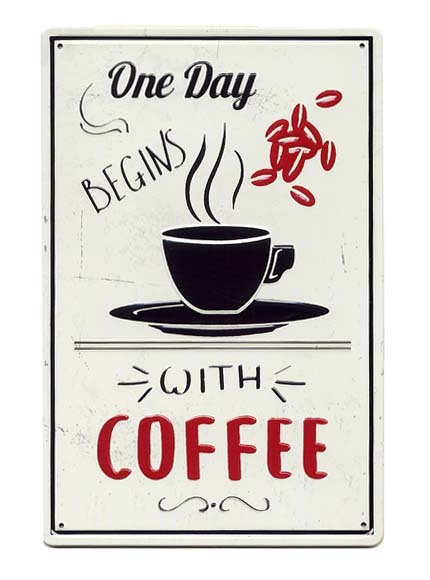 コーヒー COFFEE ミニサイズ エンボス加工 レトロ調 アメリカンブリキ看板_画像1