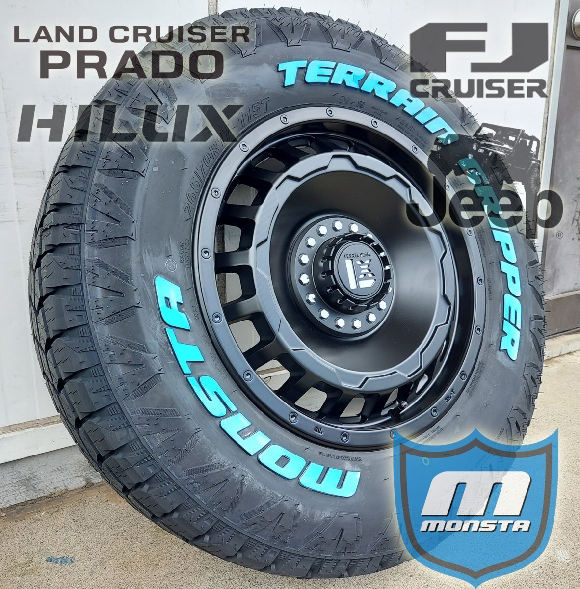 JL JK ラングラー LEXXEL SwaGGer MONSTA TERRAIN GRIPPER 265/65R17 265/70R17 285/70R17 タイヤホイール17インチ ホワイトレター_画像2