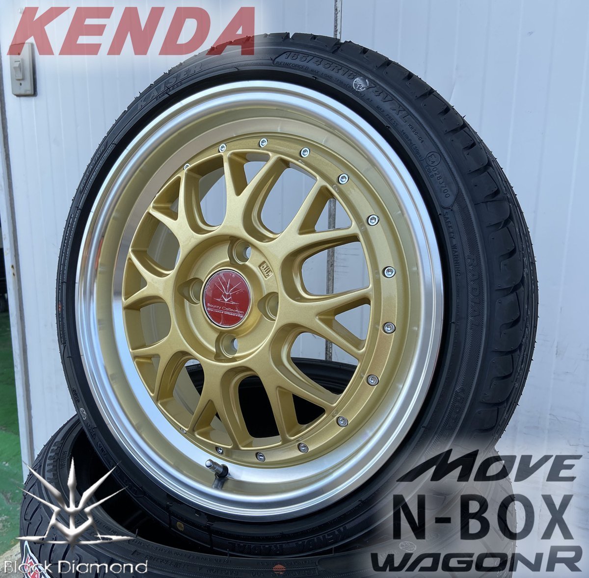 NBOX NONE NWGN 軽自動車 軽用 タイヤホイール 新品4本セット 16インチ BD00 KENDA KR20 165/40R16 165/45R16_画像1