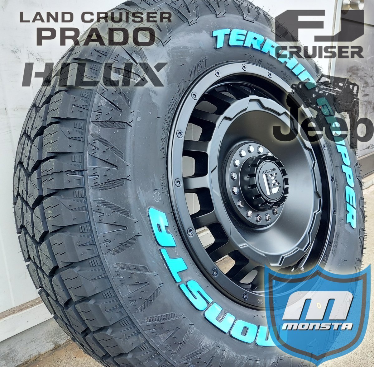 JL JK ラングラー LEXXEL SwaGGer MONSTA TERRAIN GRIPPER 265/65R17 265/70R17 285/70R17 タイヤホイール17インチ ホワイトレター_画像4