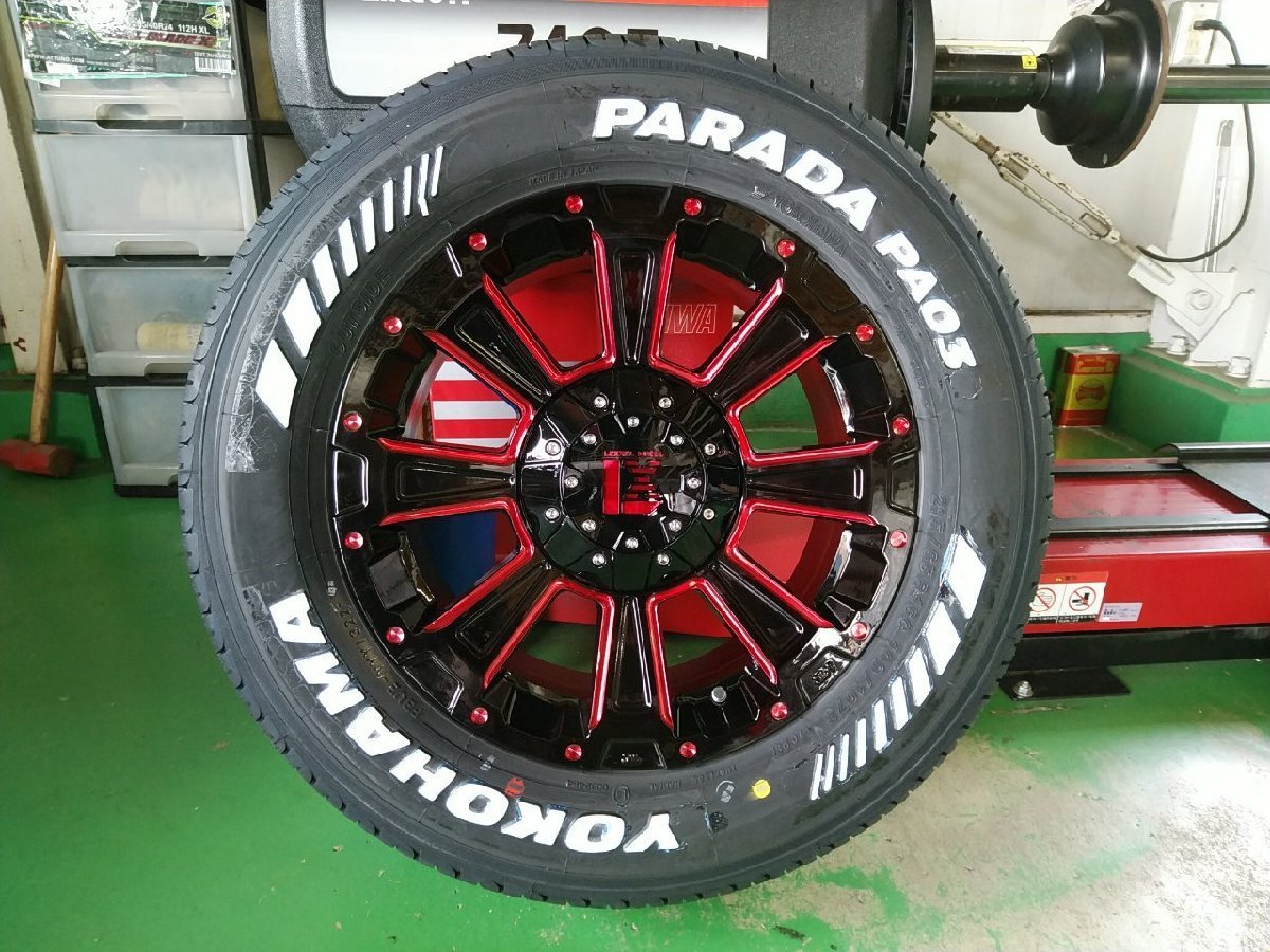 車検対応 200系ハイエース 人気 タイヤホイールセット YOKOHAMA パラダ 215/65R16 16インチ LEXXEL DeathRock レッド_画像4