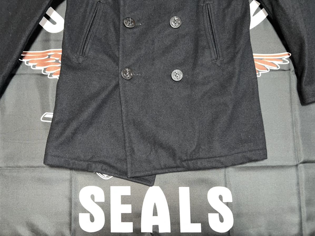 中古美品　MADE IN USA US NAVY 腕章付OVER COAT DSCP製　38L 8405-01-154-5786 BLACK_画像3