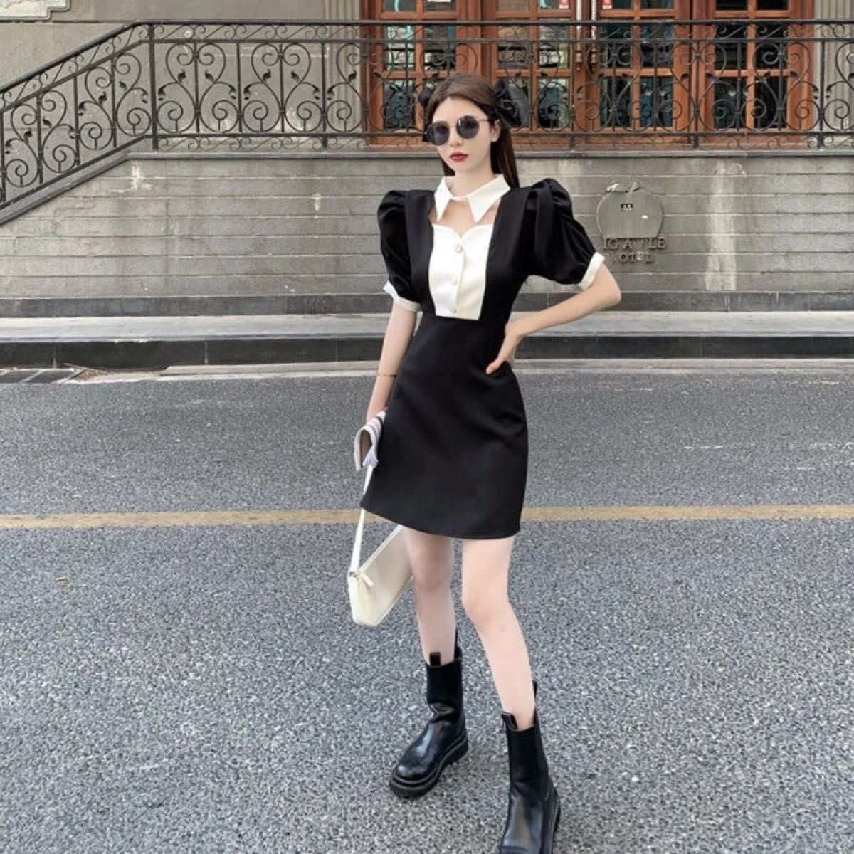 ミニワンピース　ドレス　ブラック　セクシー　韓国　オルチャン