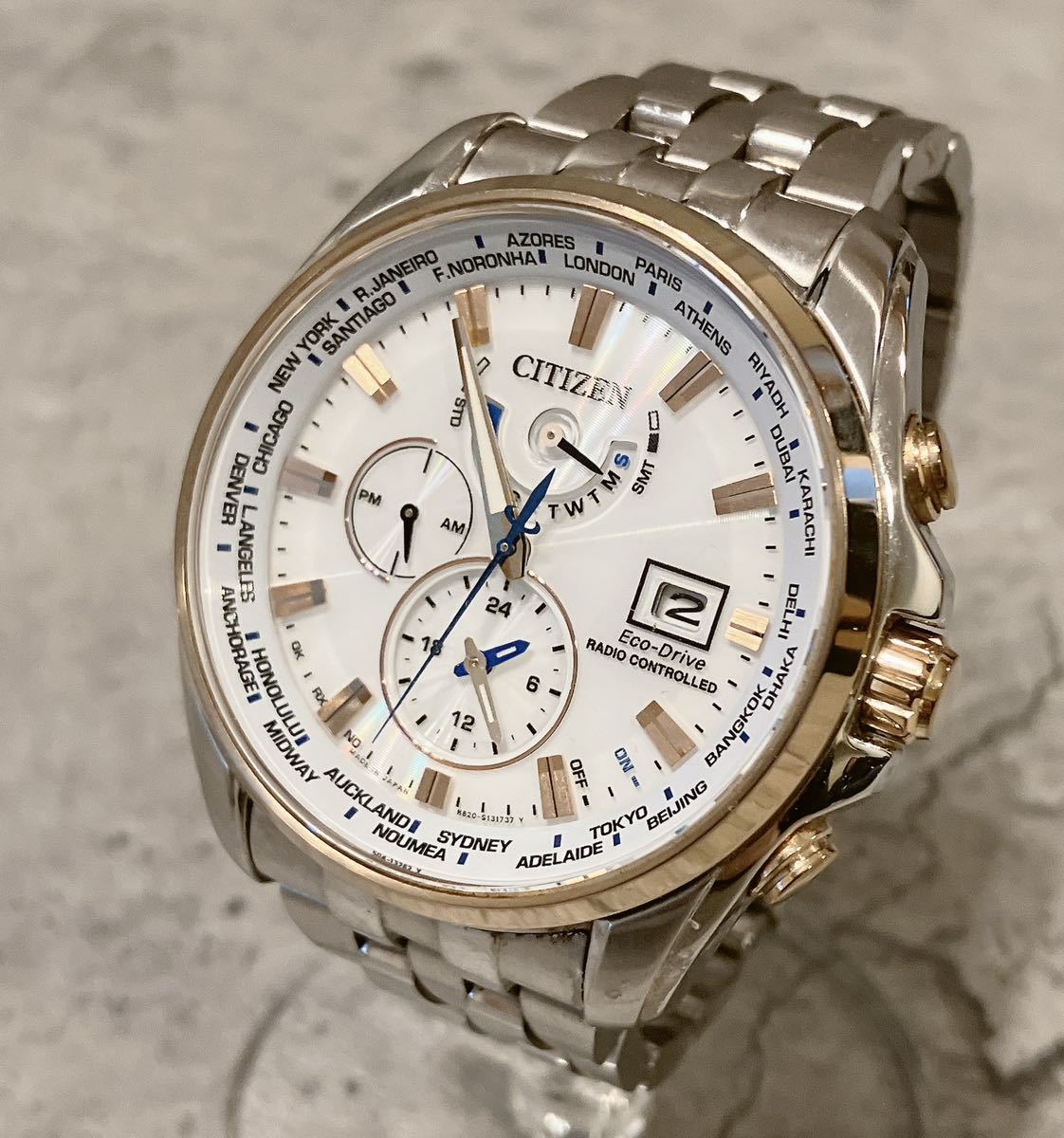 美品 CITIZEN ダブルダイレクトフライト AT9064-53A ソーラー 腕時計