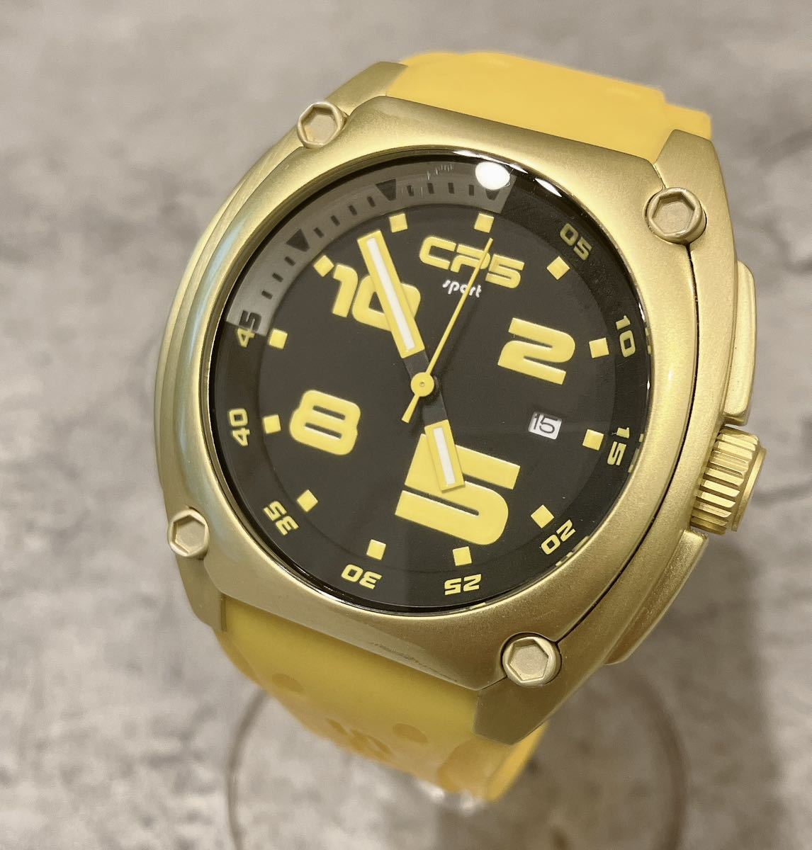 美品 CP5 Sports 腕時計 シーピーファイブ イエロー 45mm