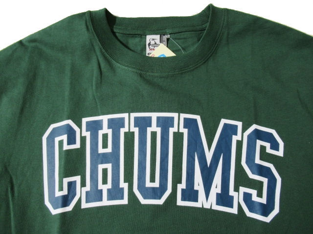 チャムス/CHUMS　オーバーサイズドチャムスカレッジＴシャツ リサイクルコットン 大きめＴシャツ CH01-2180 ダークグリーン Lサイズ_画像4