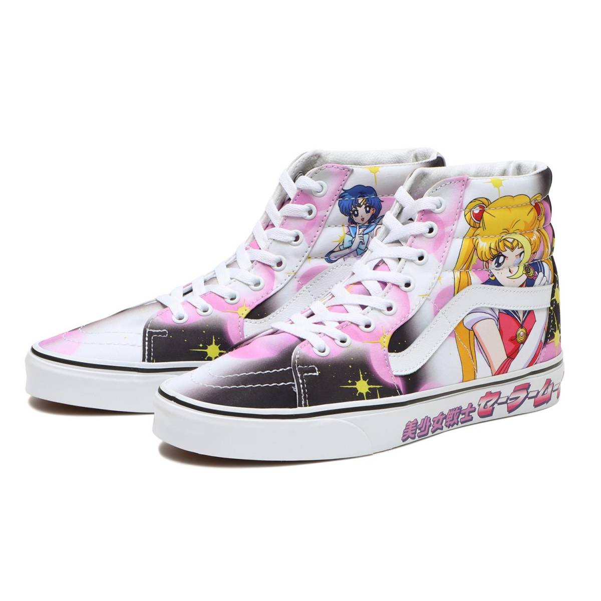 セーラームーン バンズ 23cm ブラック ピンク Sailor Moon Vans SK8-HI レディース コラボ スニーカー ヴァンズ 美少女戦士