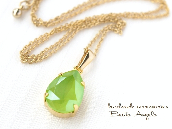 ◇+angelo+スワロフスキー 4320のネックレス(n-032)Cライム G 一粒 ◇+angelo+スワロフスキー 4320のネックレス(n-032)Cライム G 一粒