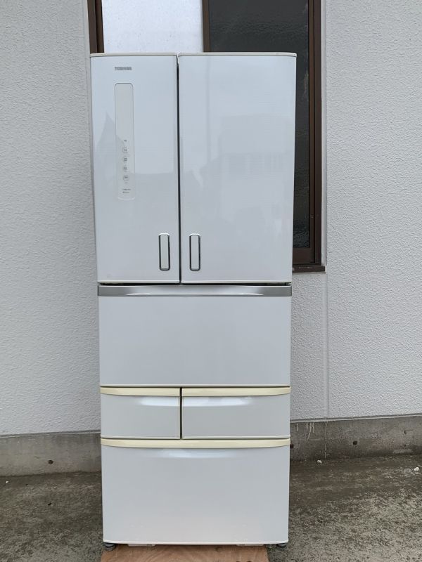 DS34 東芝 6ドア ノンフロン冷凍冷蔵庫 481L 動作品 TOSHIBA GR-G48FX(WS) 直接引き取り大歓迎 N