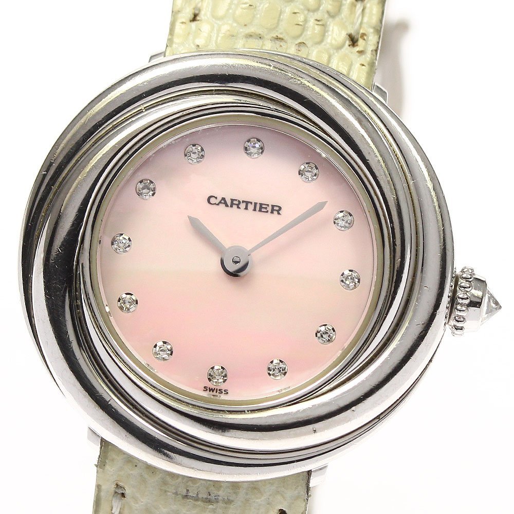  Cartier CARTIER WG200846 Must tolinitiK18WG 12P diamond quartz lady's written guarantee attaching ._740540