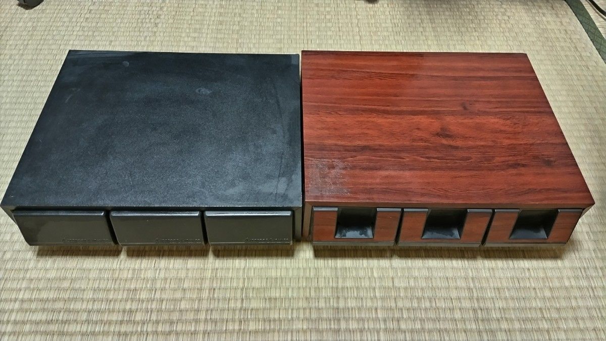値下げ！カセットテープ収納ケース　45本タイプ　木目調、ブラックの2個セット