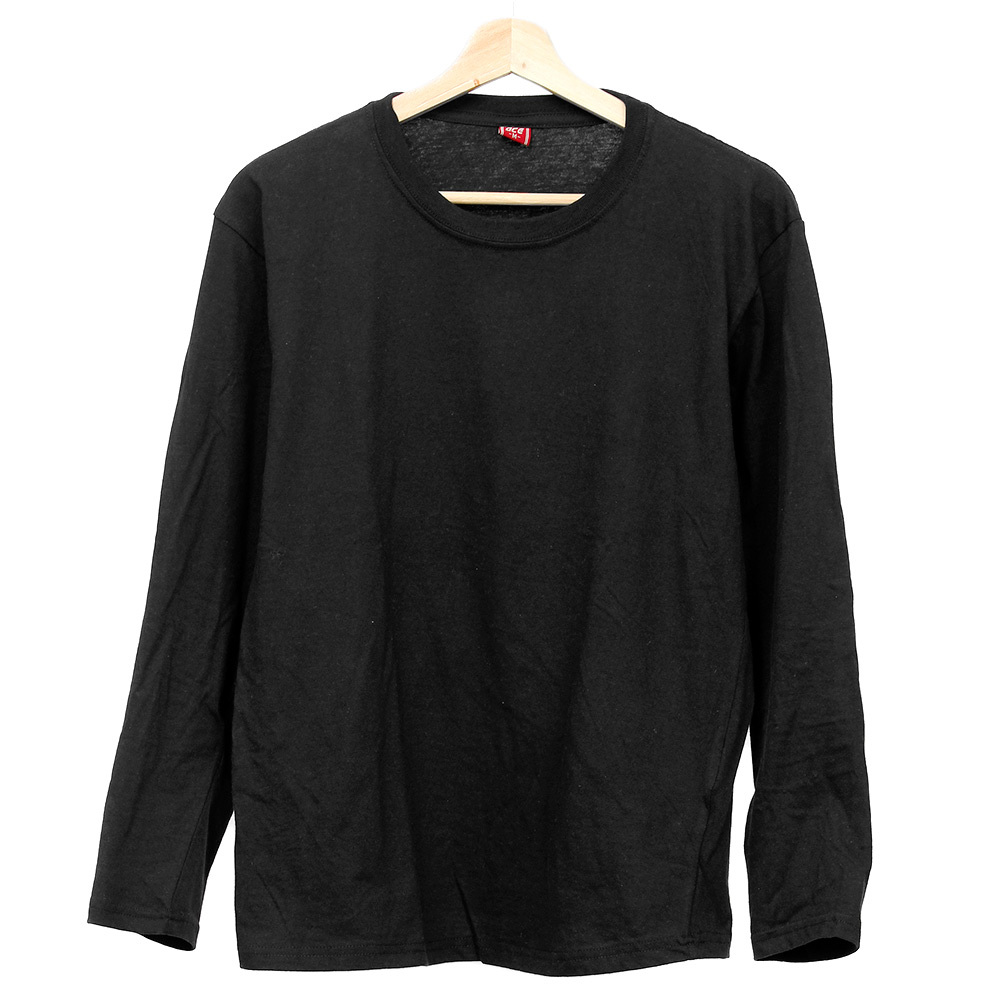 【新品】 4L ブラック 長袖Tシャツ メンズ 大きいサイズ 無地 天竺 ベーシック クルーネック カットソー_画像3