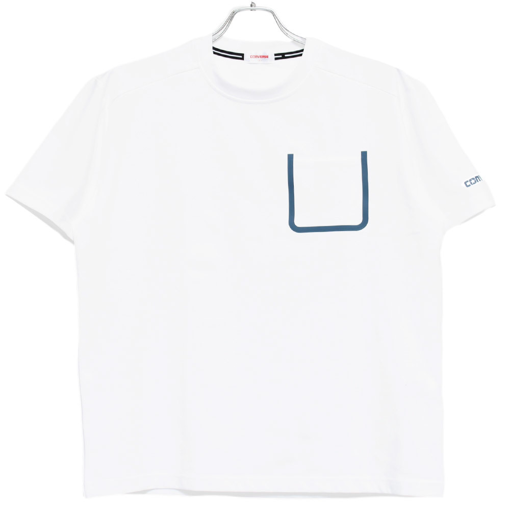【新品】 3L ホワイト コンバース(CONVERSE) 半袖 Tシャツ メンズ 大きいサイズ 圧着 ポケット サイド ロゴ プリント ドライ 吸汗速乾 クル_画像3